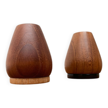 Set de 2 salières et poivrières en teck danois du milieu du siècle, années 1960
