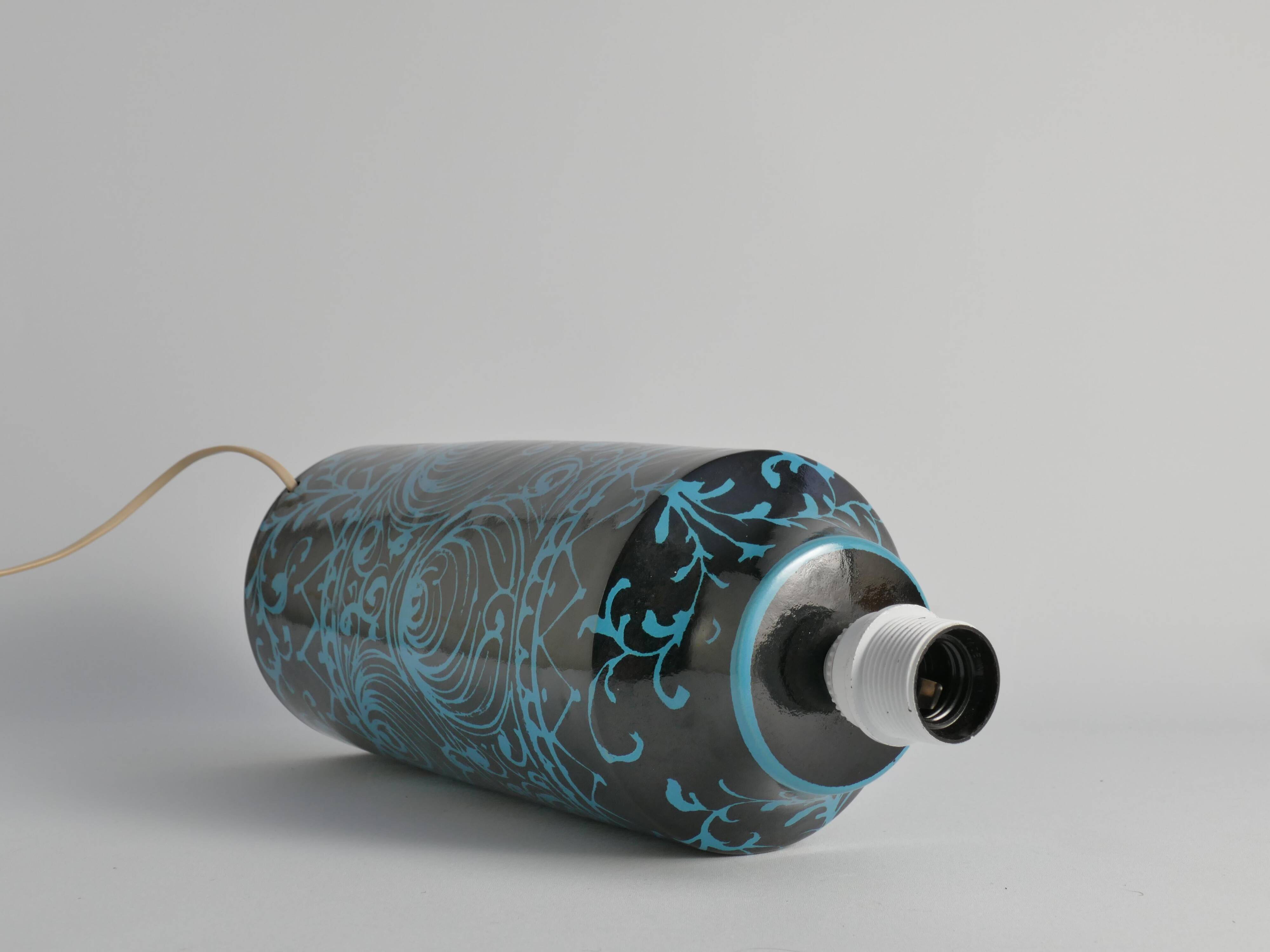 Black and Turquoise Ceramic Table Lamp by Avino Bagni, Italy, 1960s