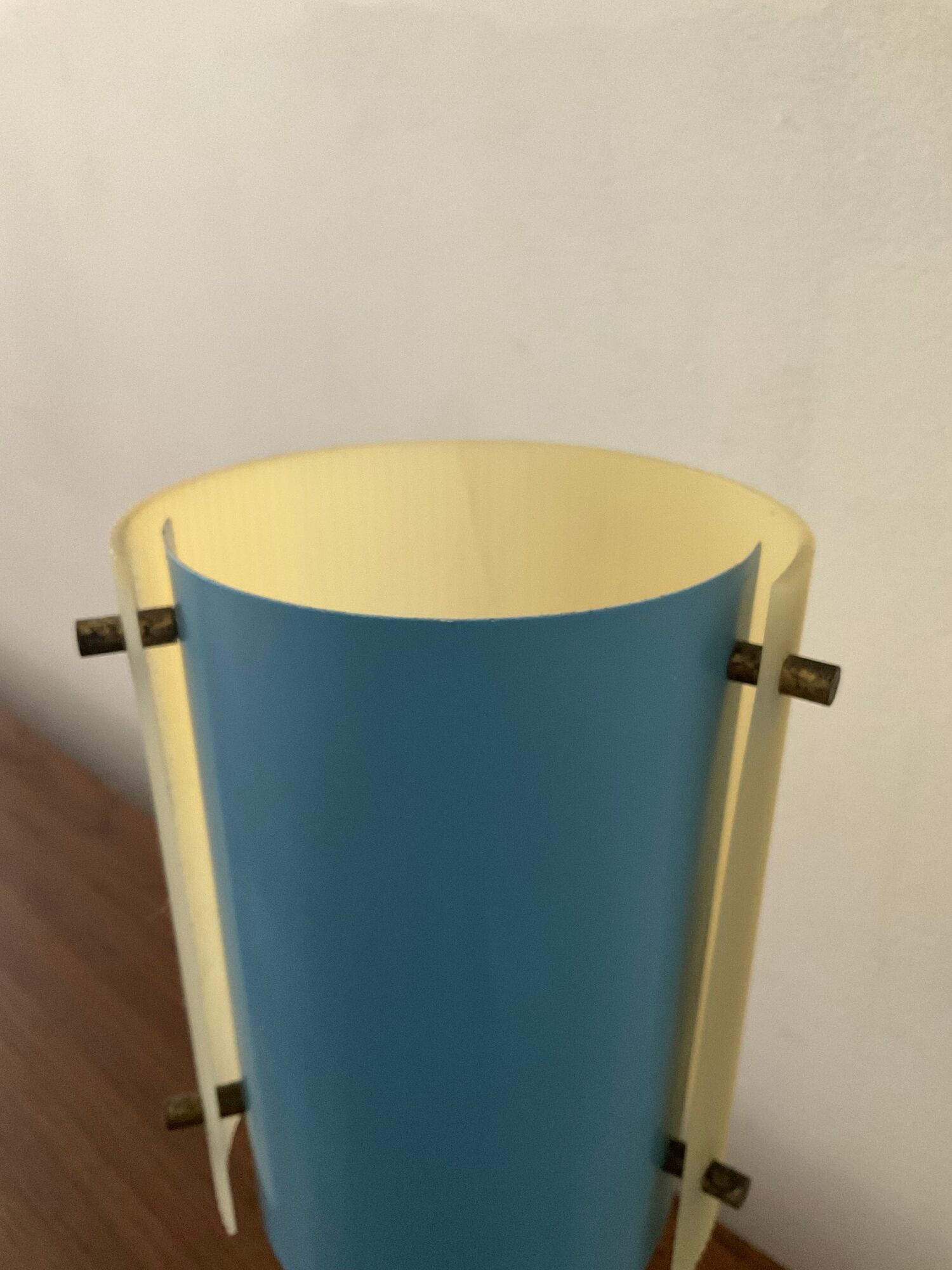 Vintage lamp 50s-60s metal sky blue and plexiglass