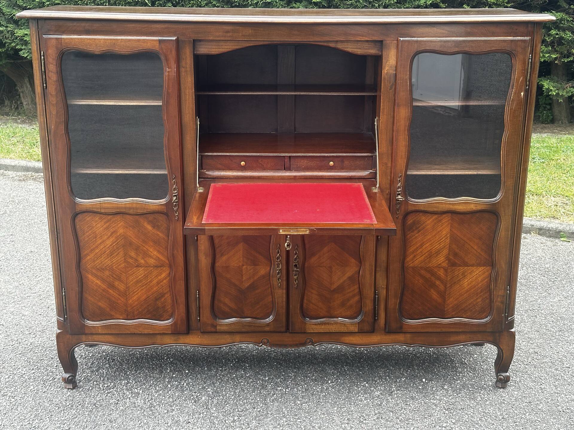 Sideboard, Louis XV style secretary in cherry wood, 1960s.