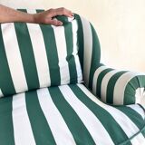 Small green striped sofa