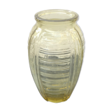 Vase art déco verre moulé jaune vintage