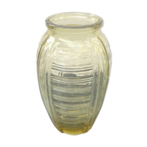 Vase art déco verre moulé jaune vintage