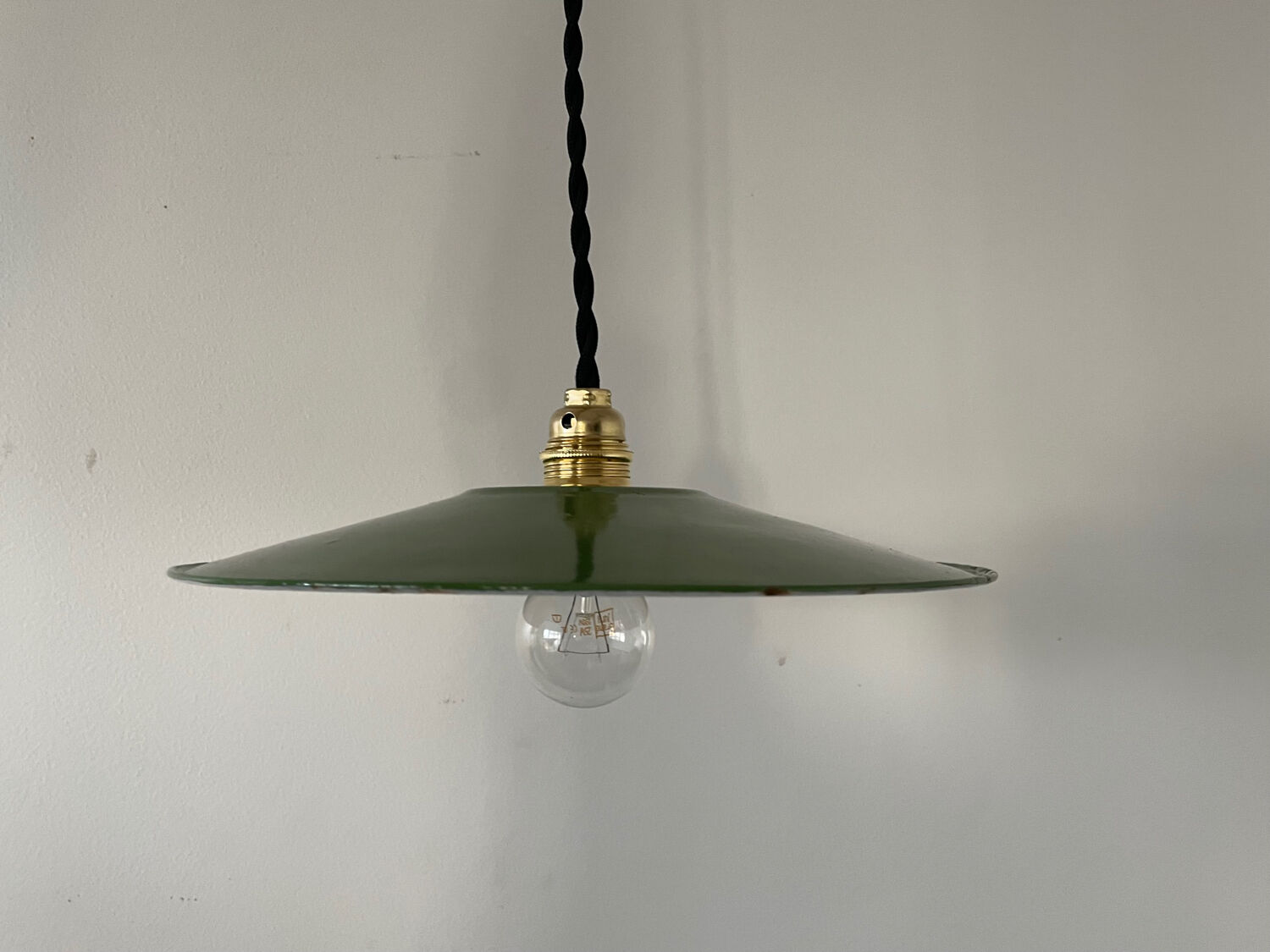 Old enameled metal lampshade