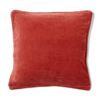 Coussin en velours 50x50cm couleur rouge brique
