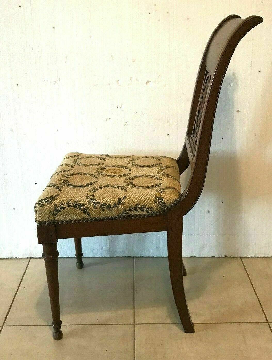 Four Directoire style mahogany chairs with 20th century fabric seats