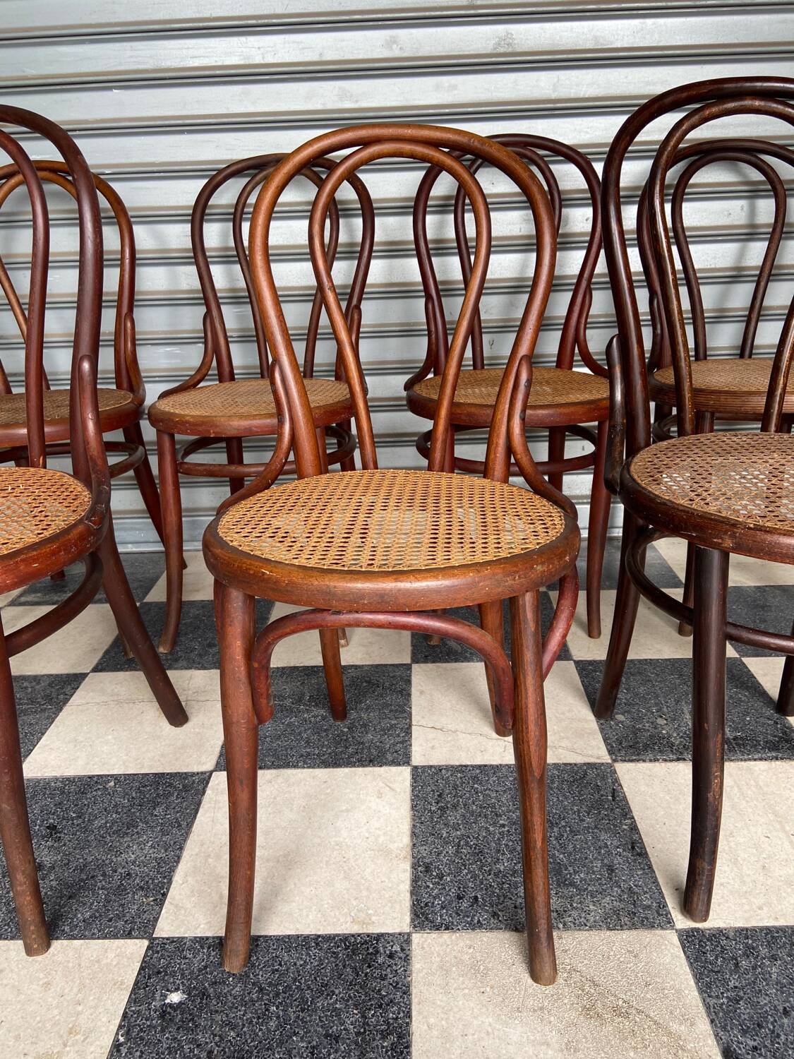 Set of 7 Thonet bistro chairs