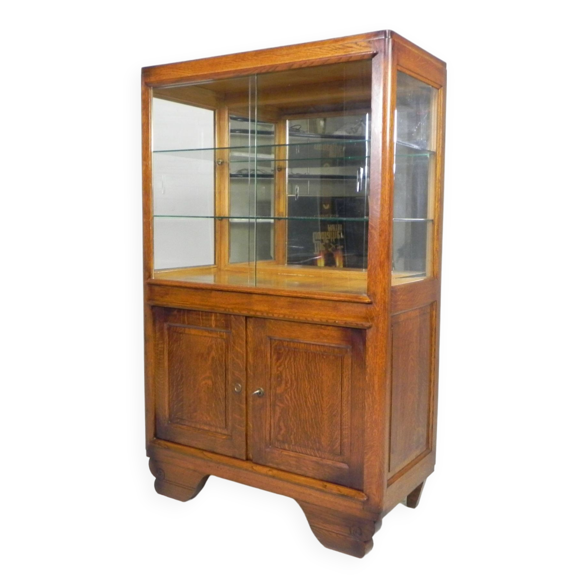 Art Deco display cabinet with sliding glass doors