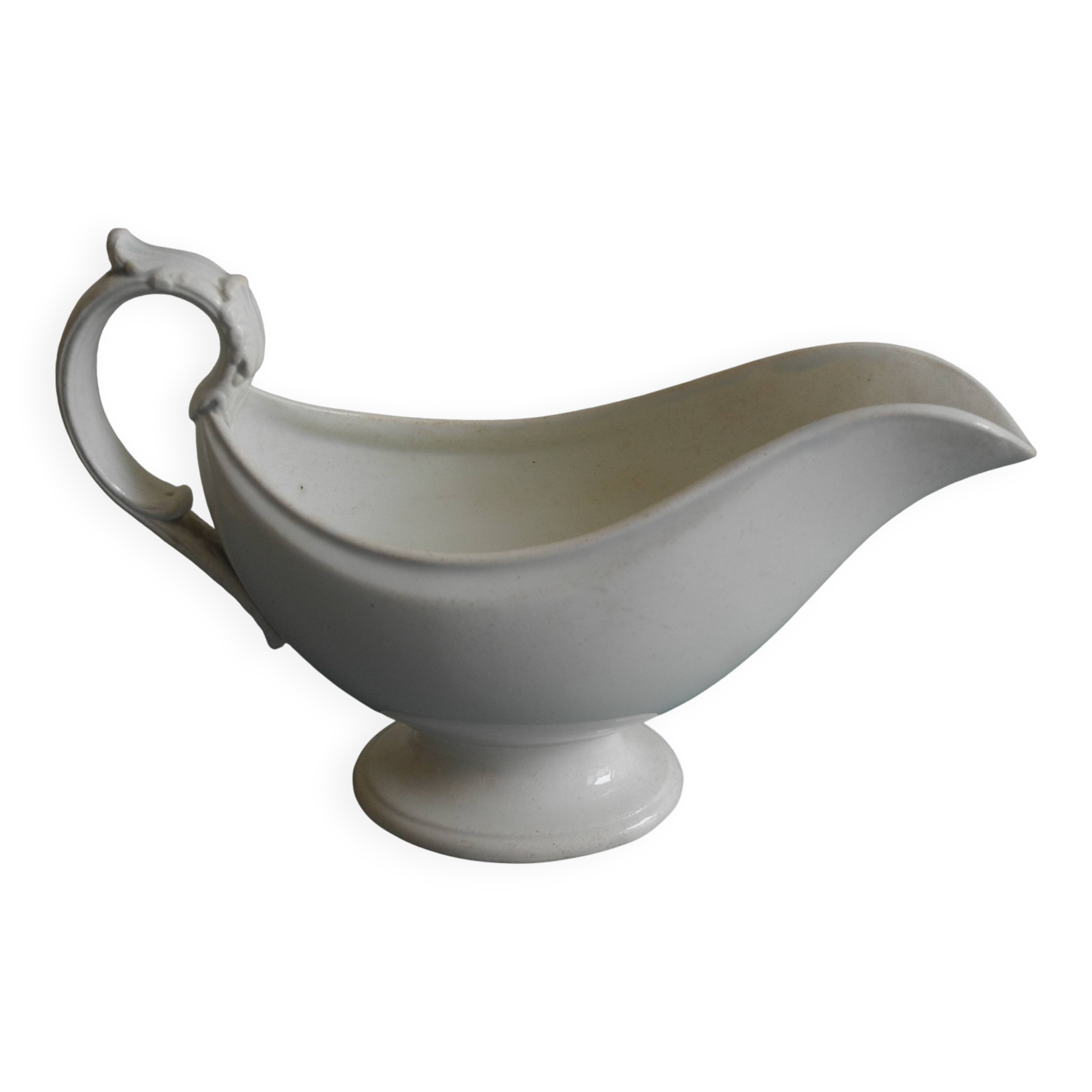 Old earthenware sauceboat Creil-Montereau 19th century