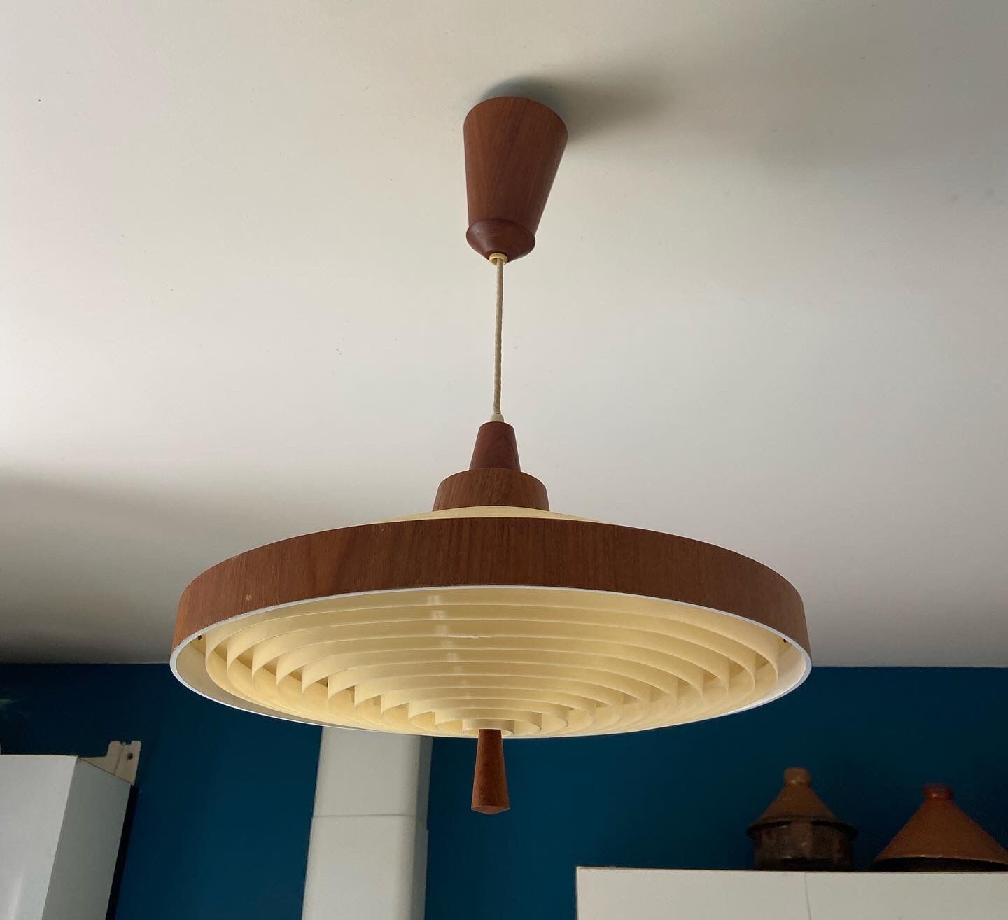 Scandinavian teak suspension Temde Leuchen 60s