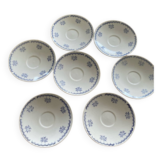 Lot de 7 assiettes sous tasse Gien modèle PATAY