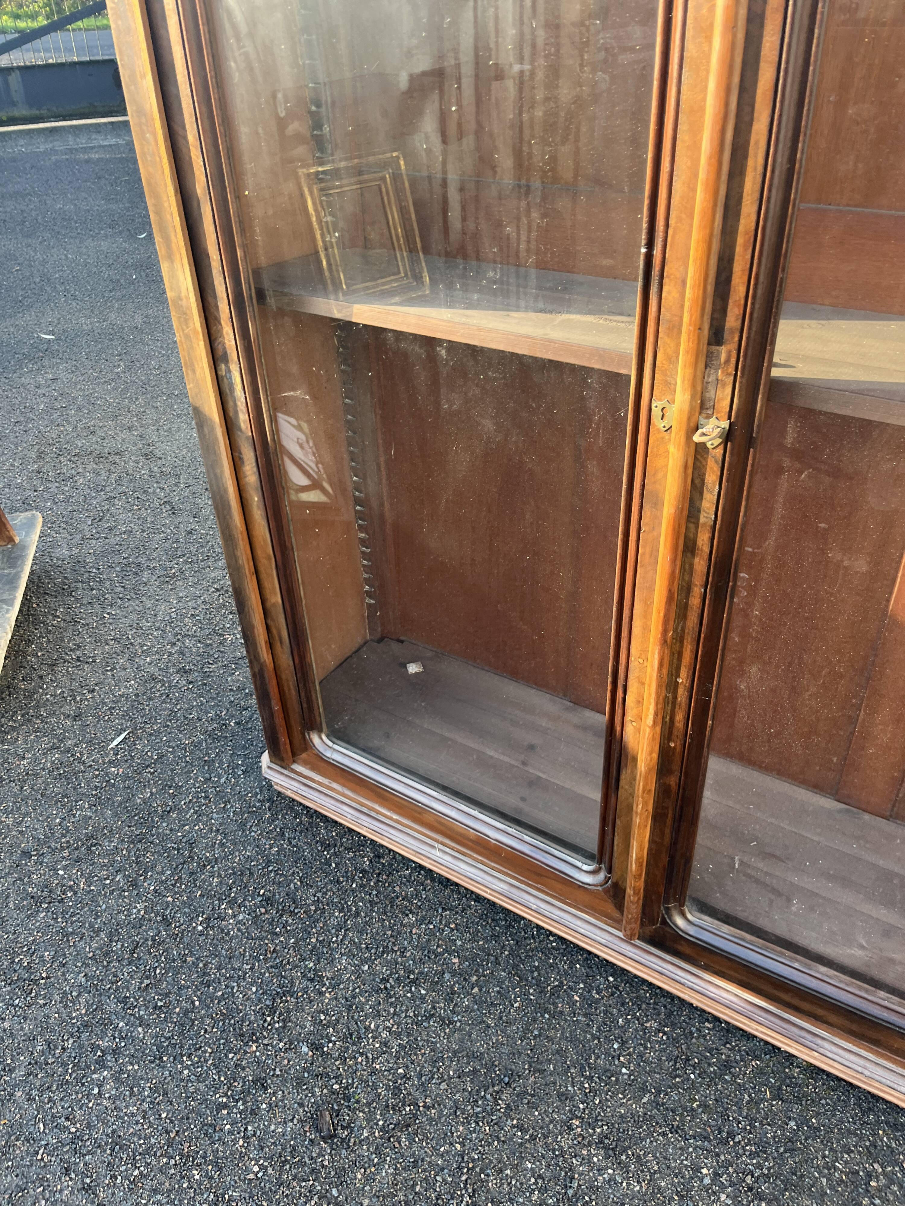 Large Old Glass Library – Double Glass Door – Wood