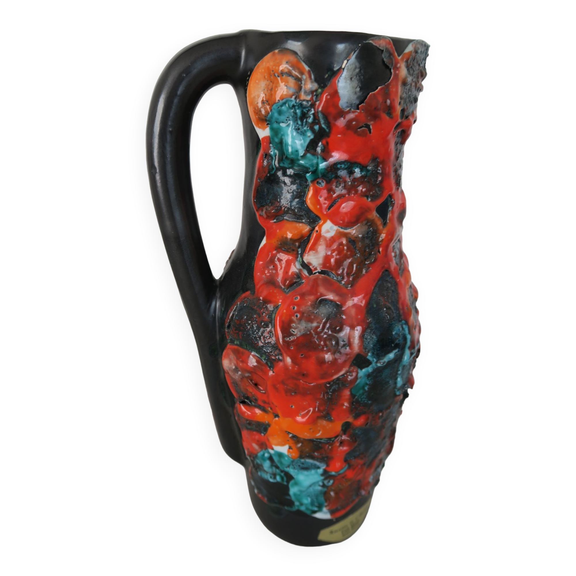 Large Vase Rocaille de l'Océan Fat lava Vintage 1960 Handmade 29 cm