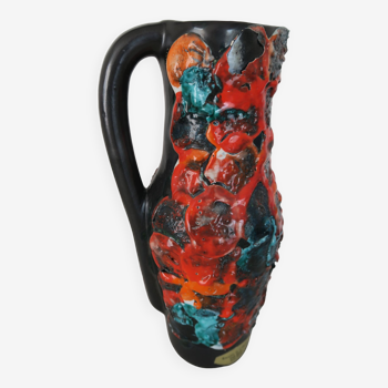 Large Vase Rocaille de l'Océan Fat lava Vintage 1960 Handmade 29 cm