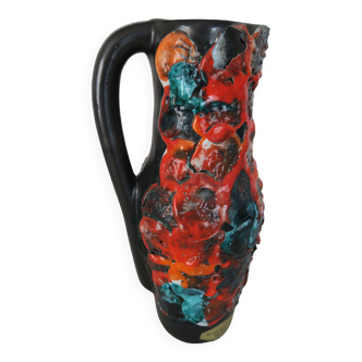 Grand Vase Rocaille de l'Océan Fat lava Vintage 1960 Fait main 29 cm