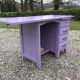 Vintage oak desk with 4 drawers painted in purple.