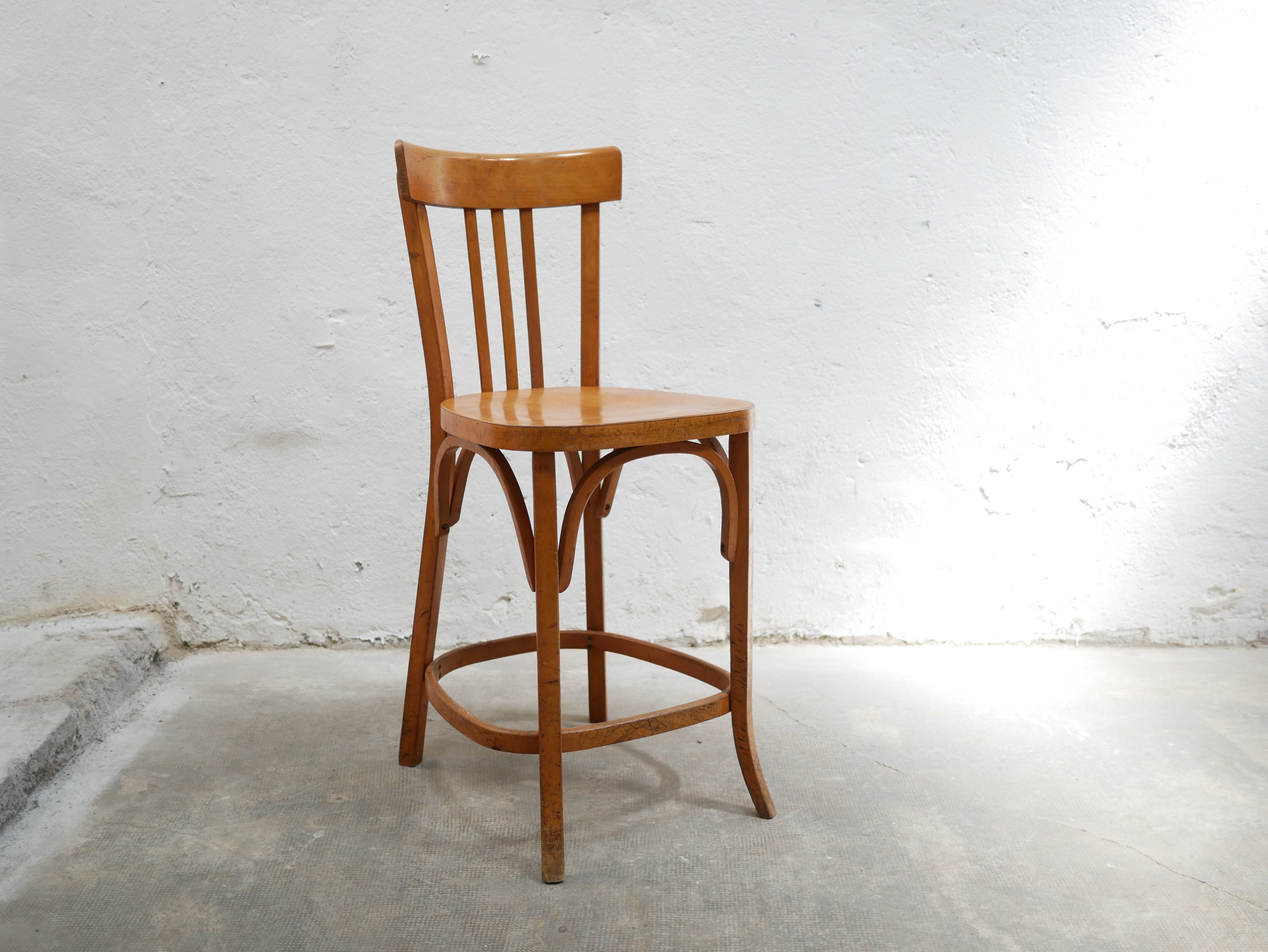 Vintage wooden bar chair by Baumann editions
