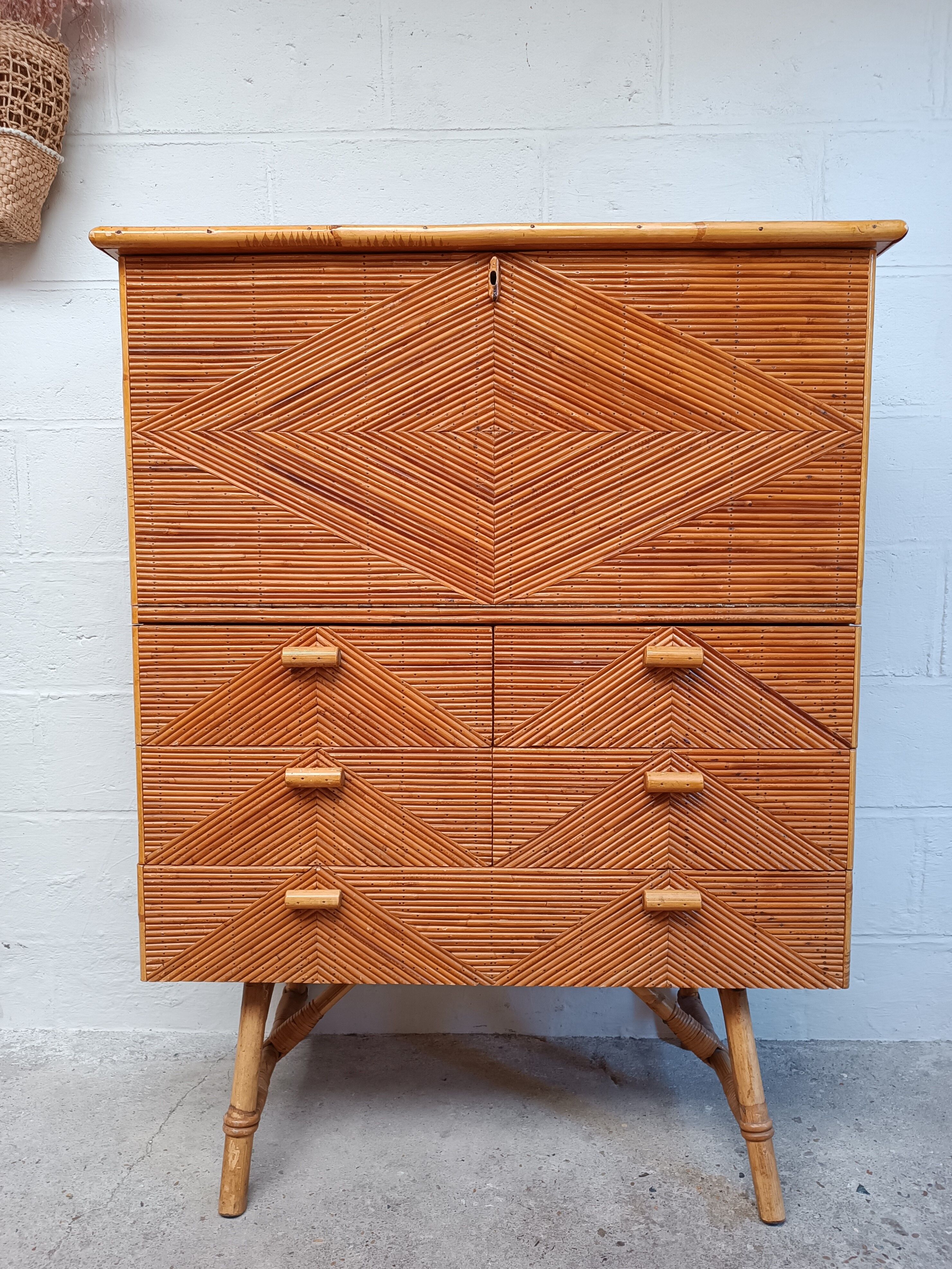 Bamboo and rattan secretary 50s / 60s