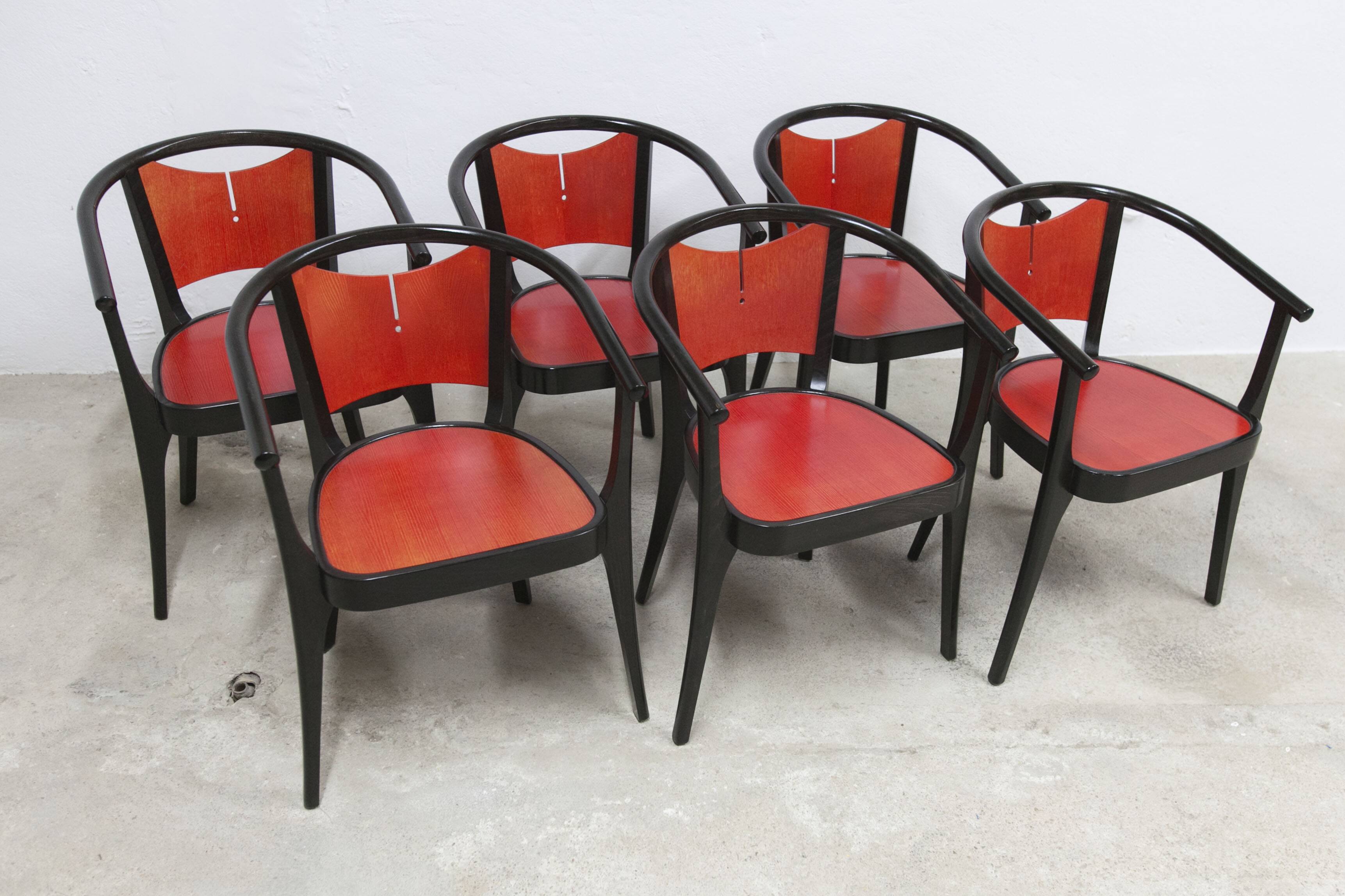 Set of 6 Baumann Diese armchairs, designed by Pagnon Pelhaître