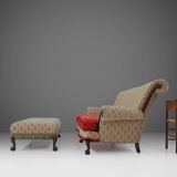 Large Victorian Sofa and Matching Ottoman, United Kingdom, 1890s