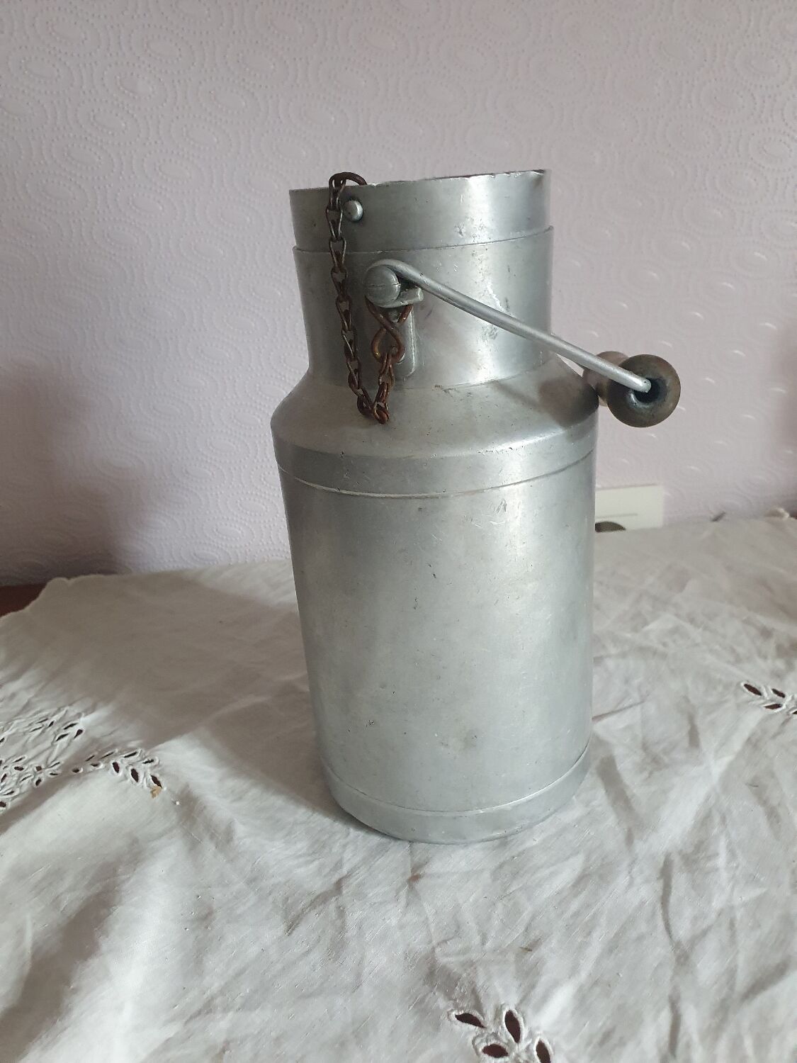 Milk jug whole milk can in vintage aluminum