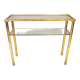 Rectangular Gold Aluminum Console Table with Two Glass Shelves, Italy