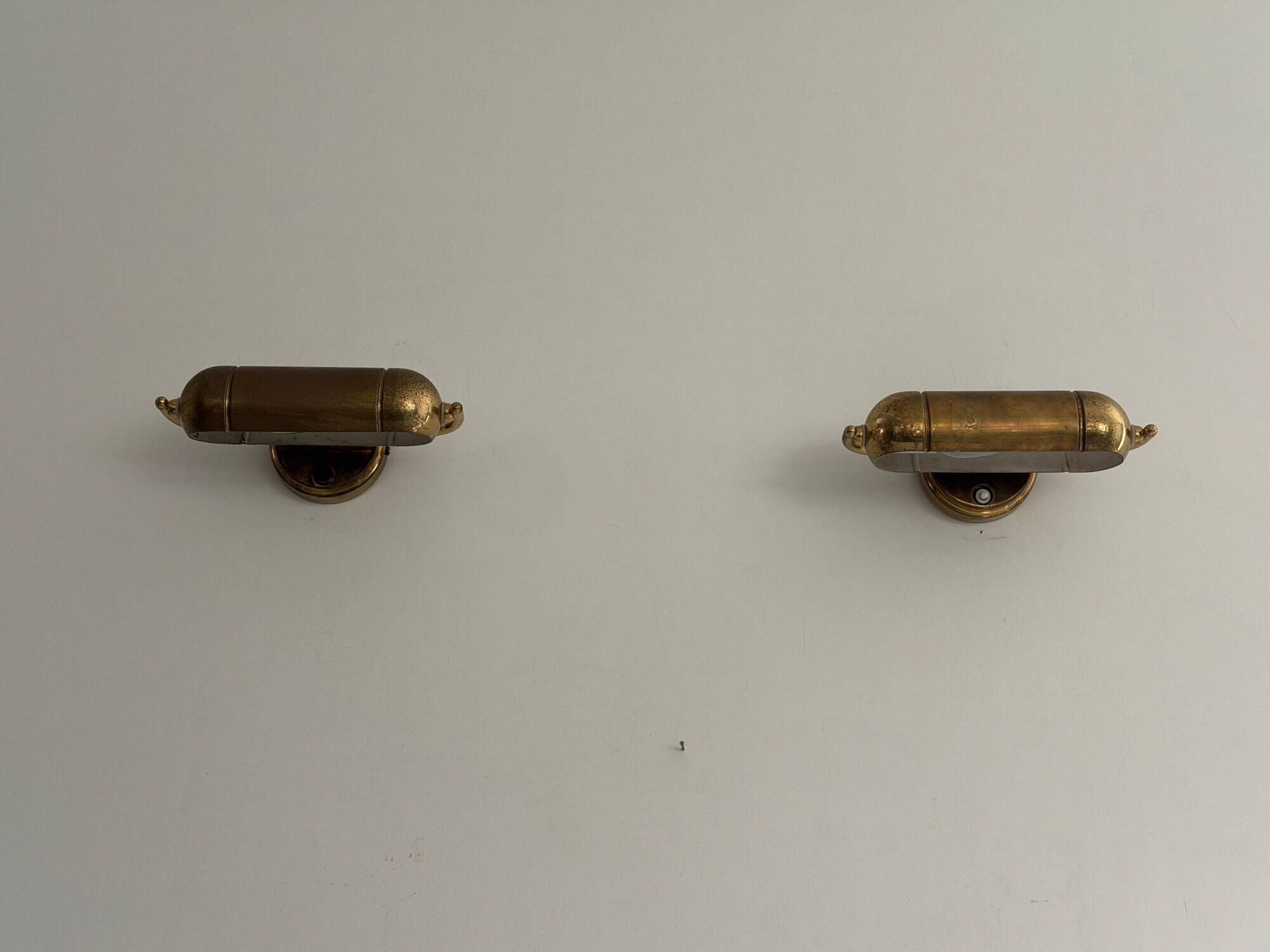 Pair of brass wall lights from the mid-century by N Leuchten, 1960s, Germany.