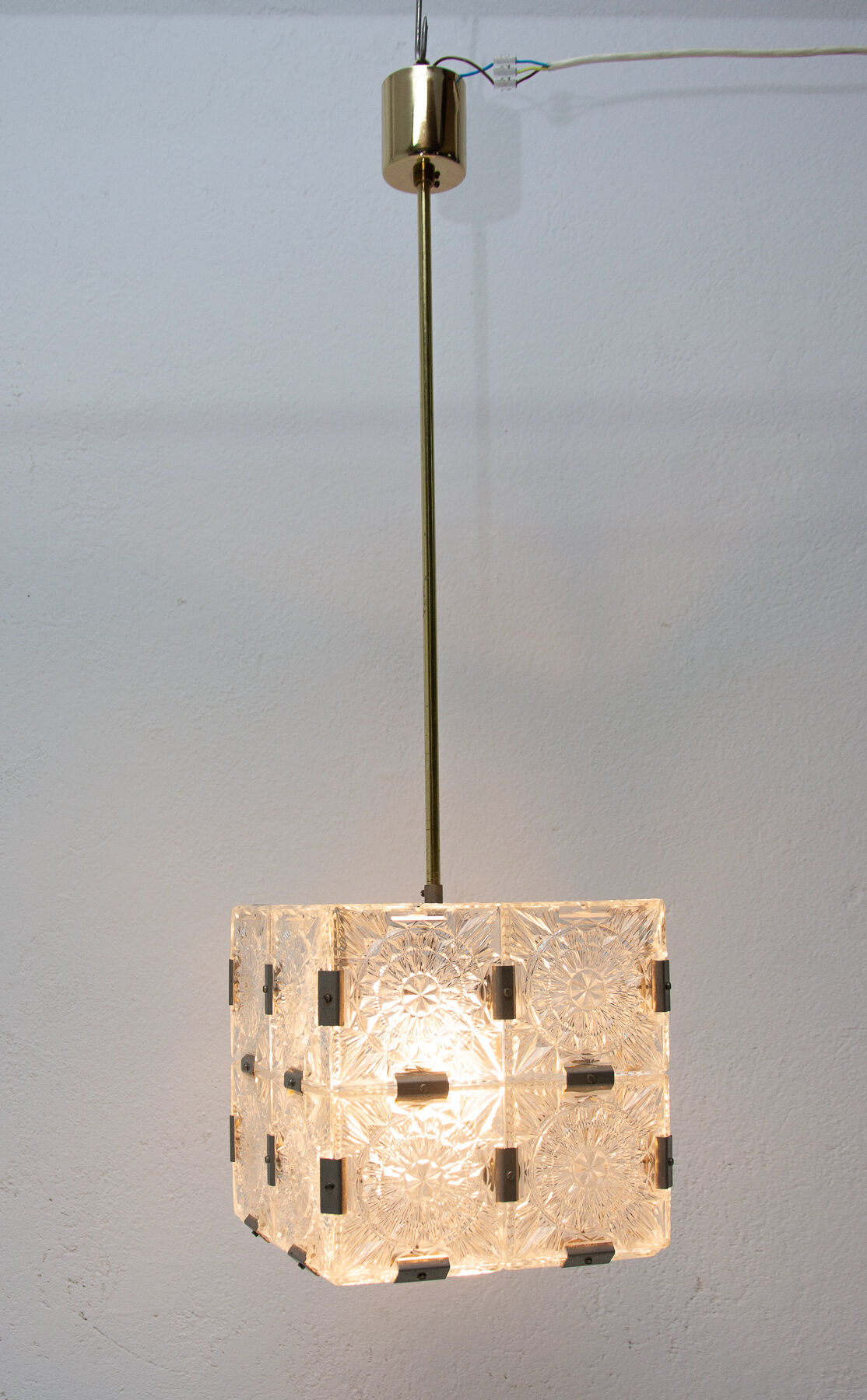 Glass Cube hanging for Kamenický Šenov, 1970s