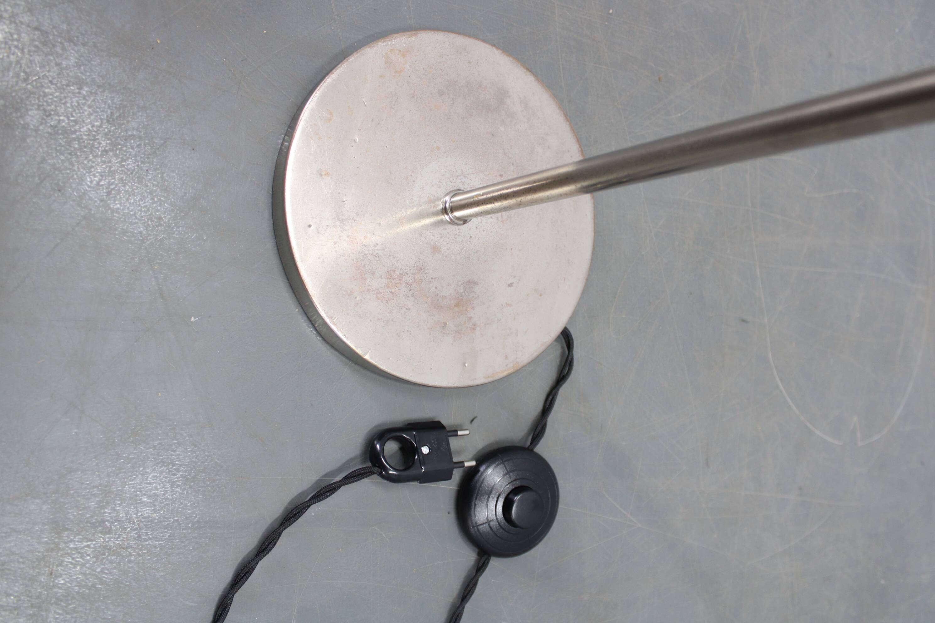 Adjustable Art Deco floor lamp, nickel, Czechoslovakia, 1930s