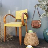 Fauteuil bridge skaï jaune