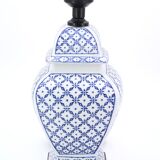 White and blue porcelain lamp