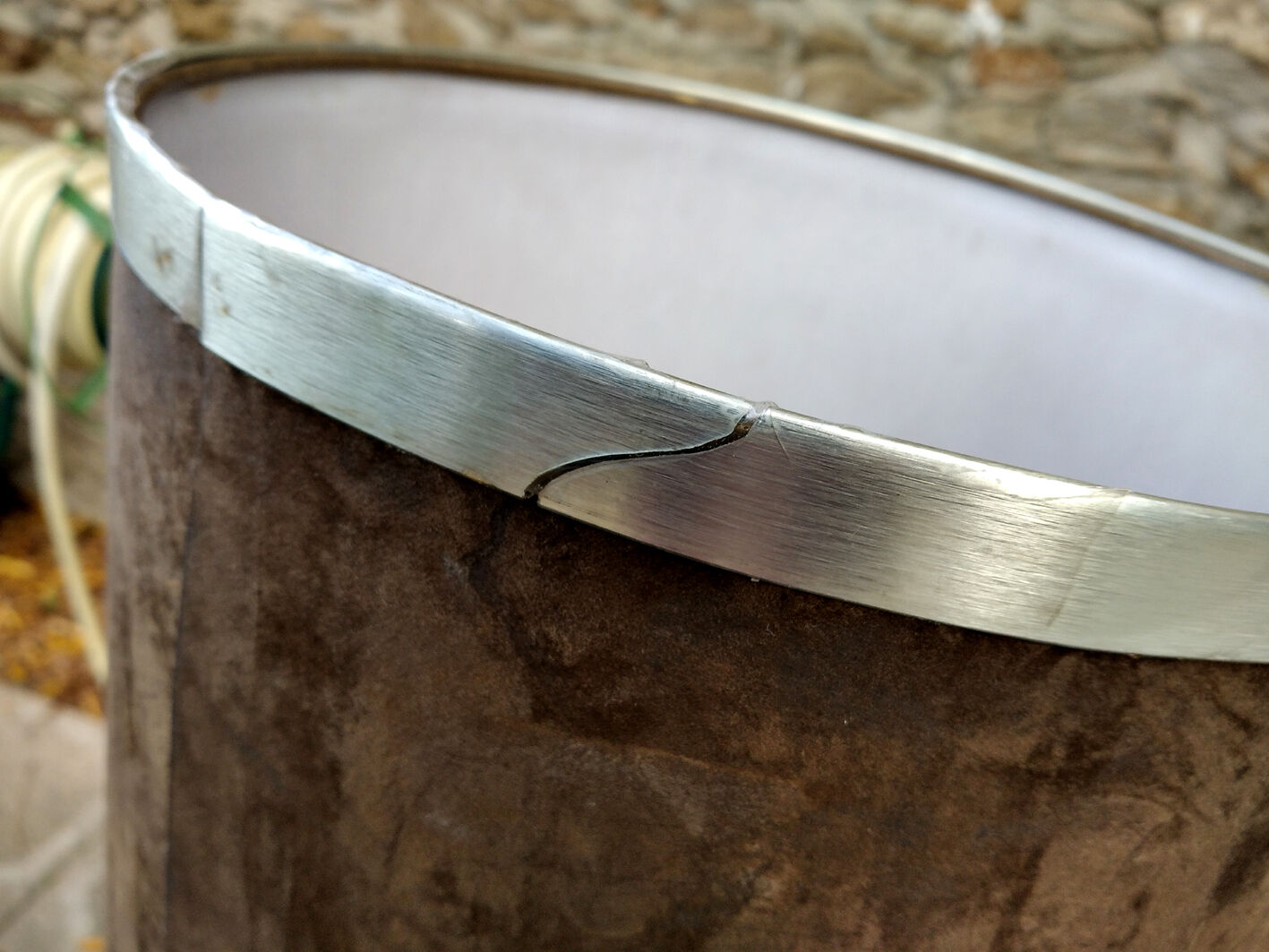 Suede and chrome table lamp