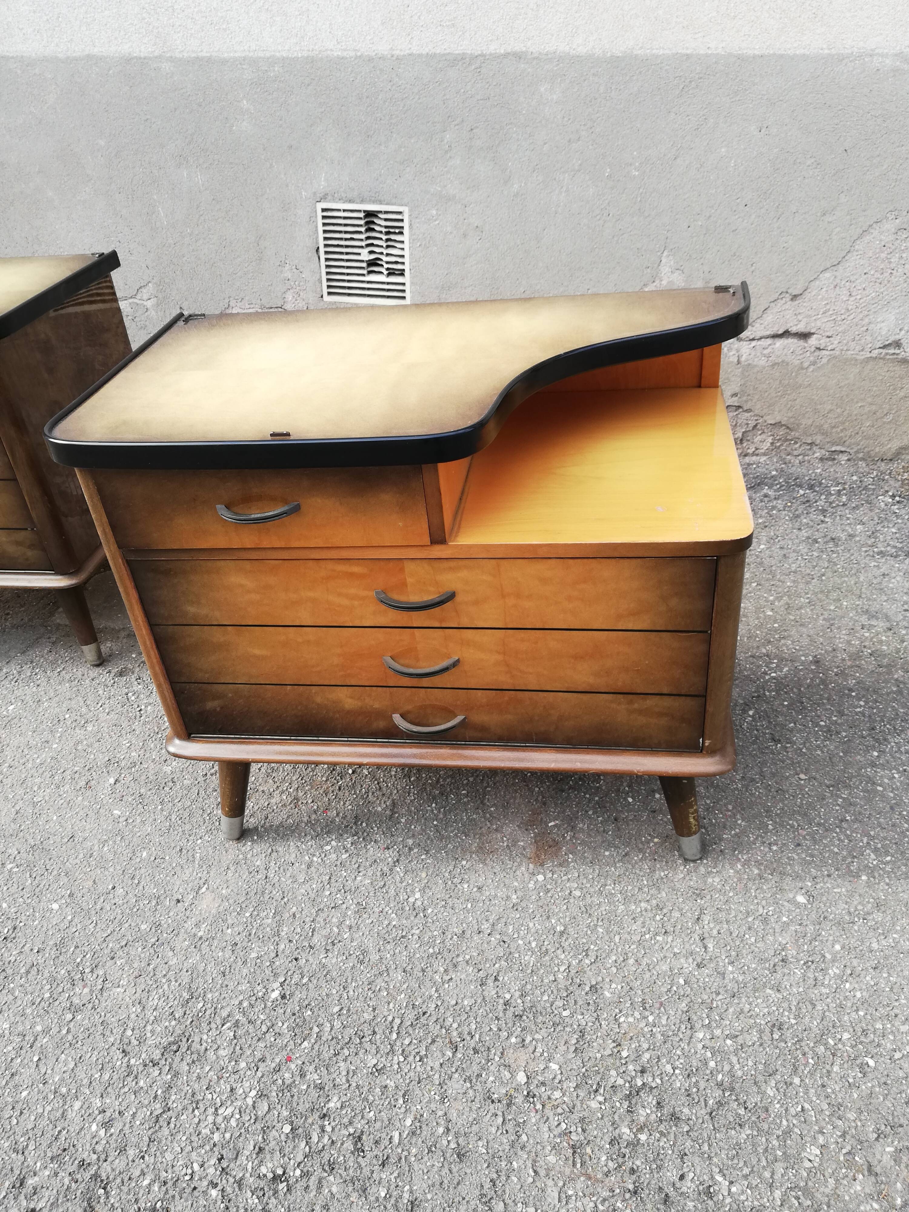 Pair of vintage bedside compass feet