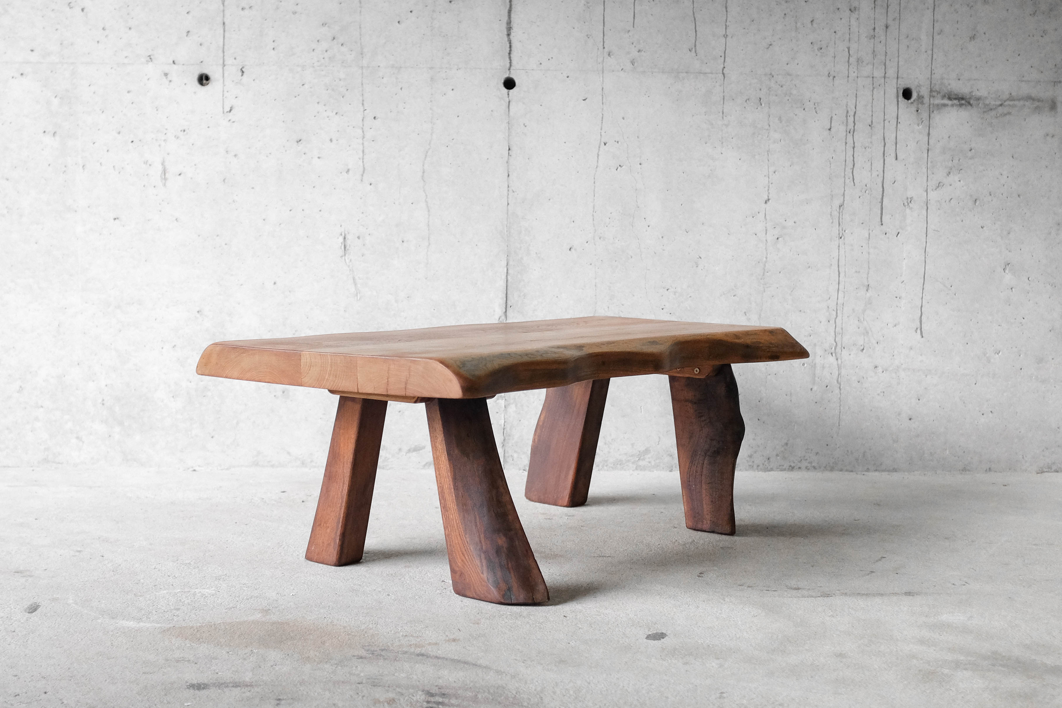 Free form coffee table in solid Elm-1970