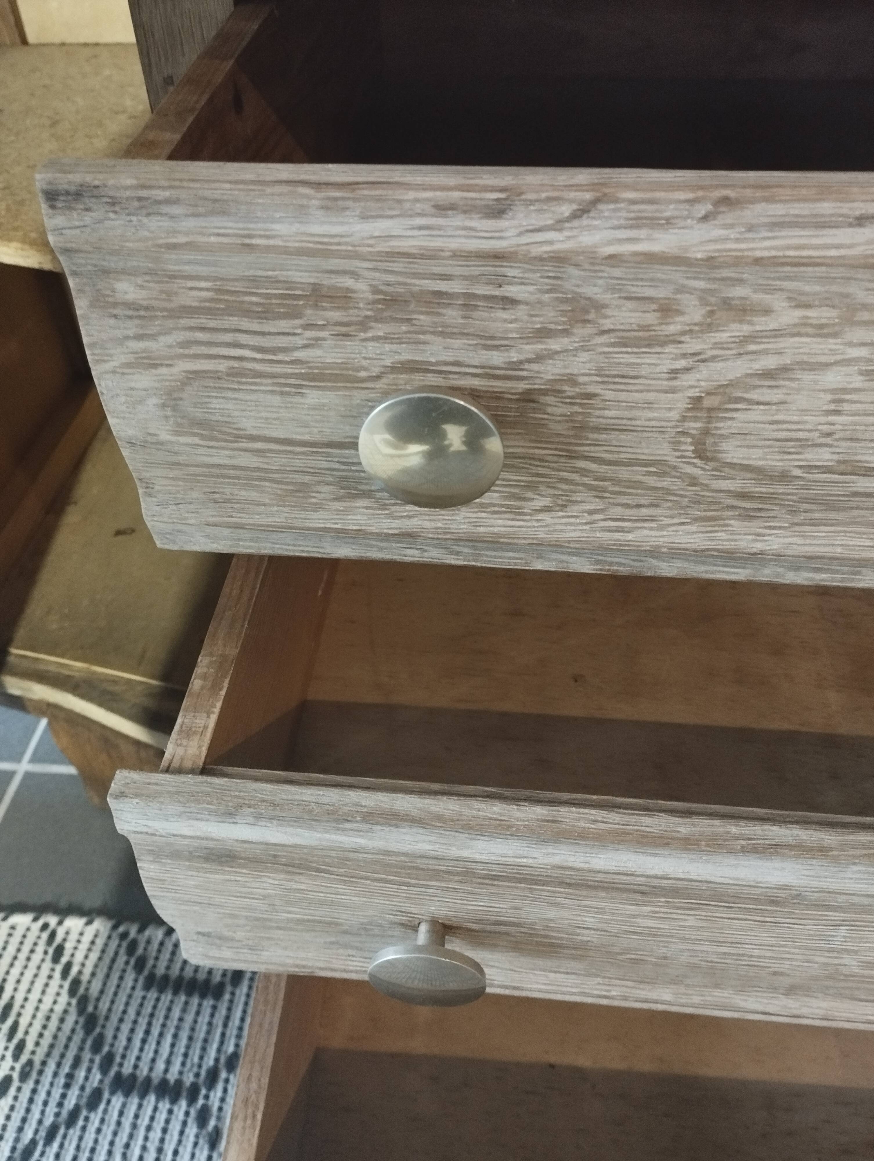 Art Deco oak and leather chest of drawers