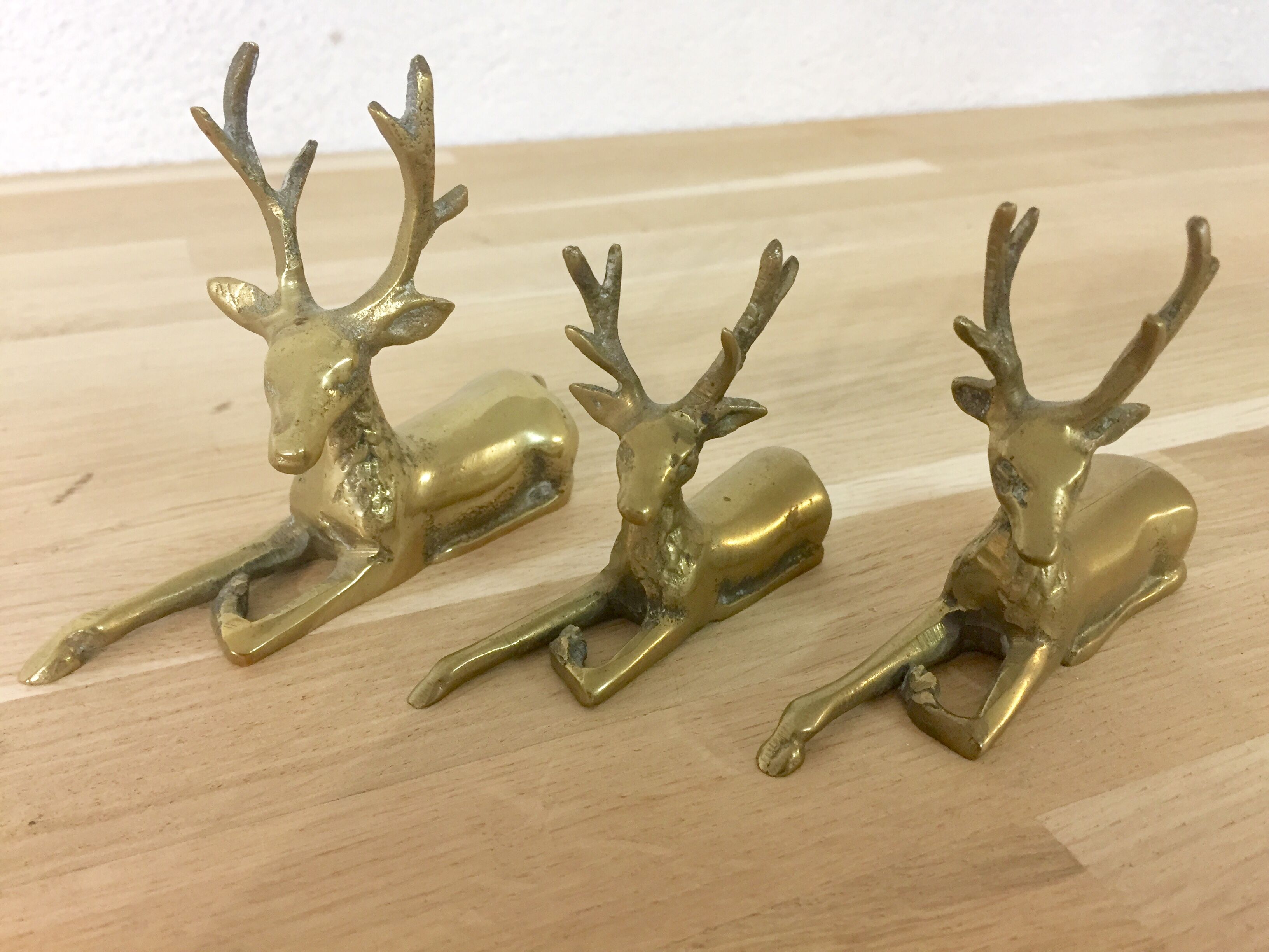 Trio deer brass vintage 1970
