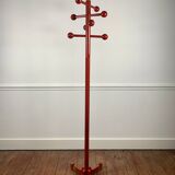 Postmodern coat rack in red lacquered beech, Italy, 1980s