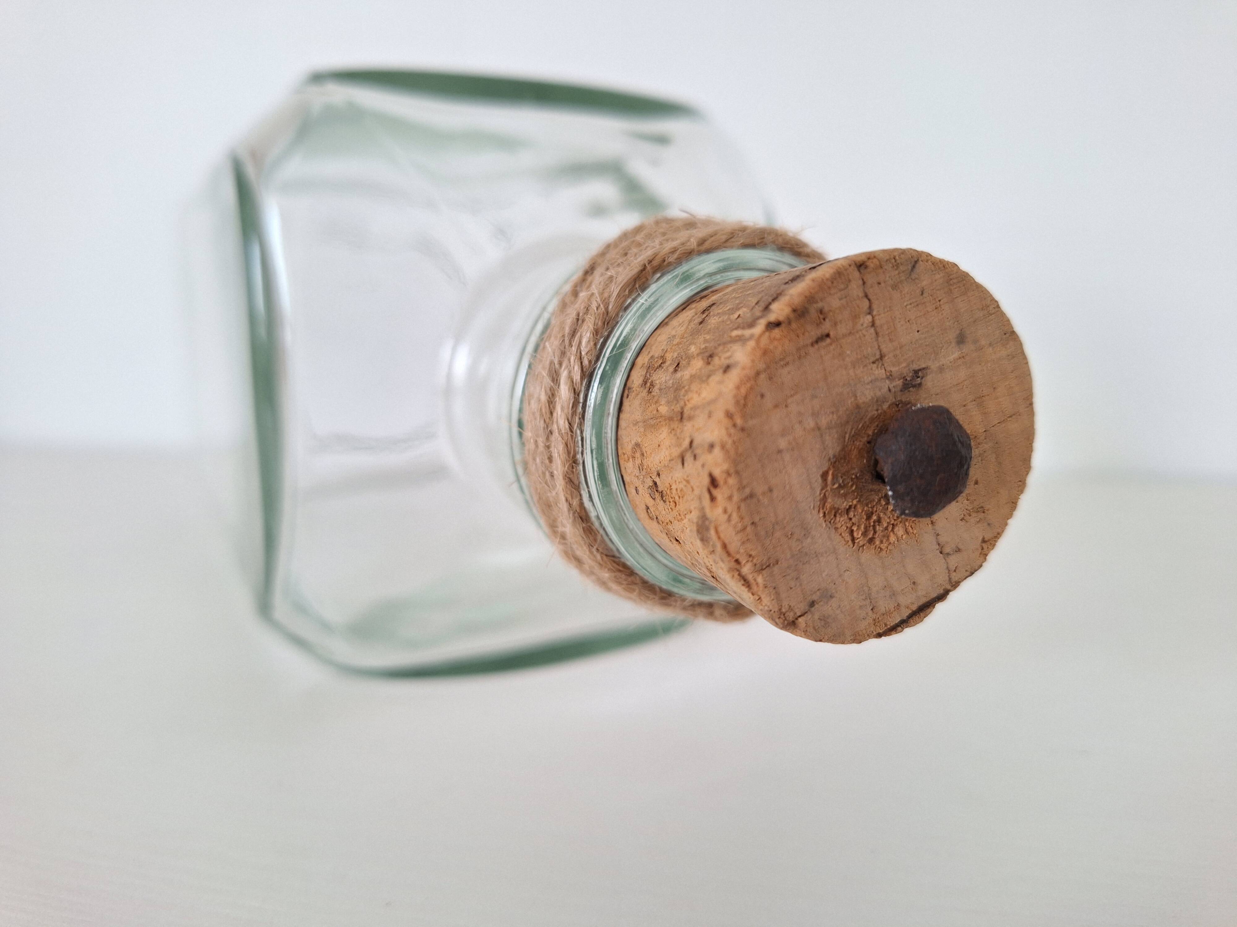Glass bottle and cork stopper