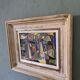 1951 Mid-Century Modern "Figures in Colour" Vintage Geometric Abstract Figurative Oil Painting, Fram