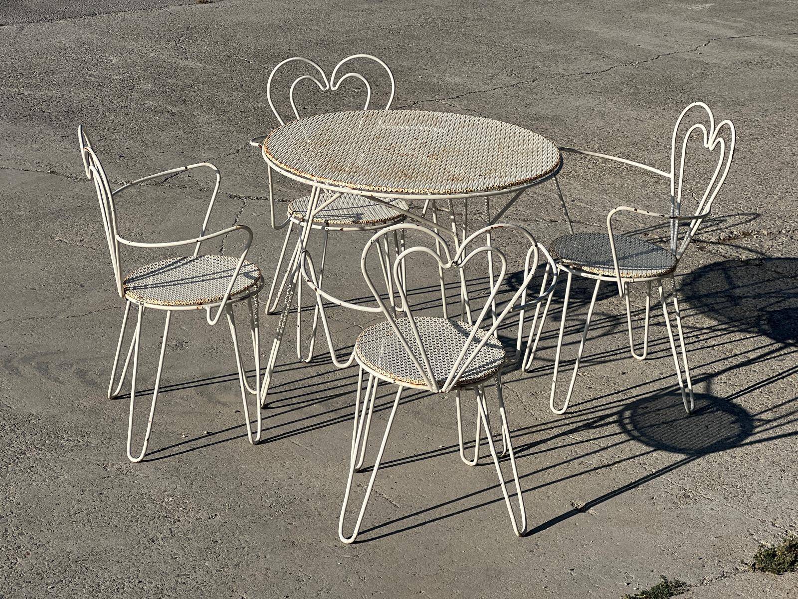 Salon jardin Mathieu Matégot en fer forgé 1950
