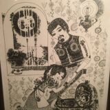 Illustration/signed paper print, framed, 60s/70s