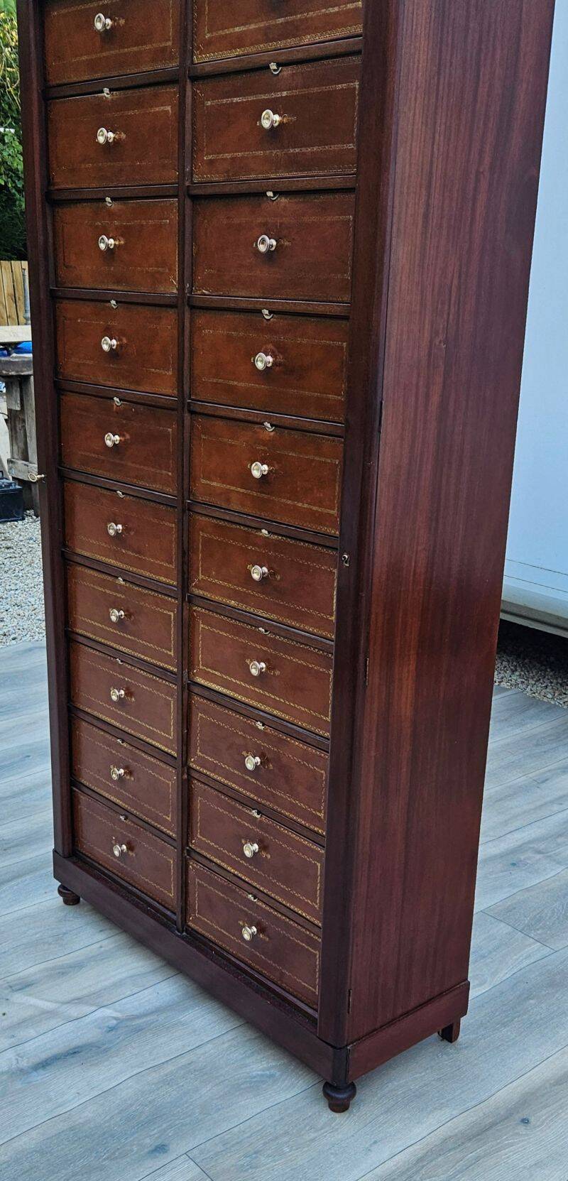 Notary Filing Cabinet with 20 Drawers Opening with Flaps