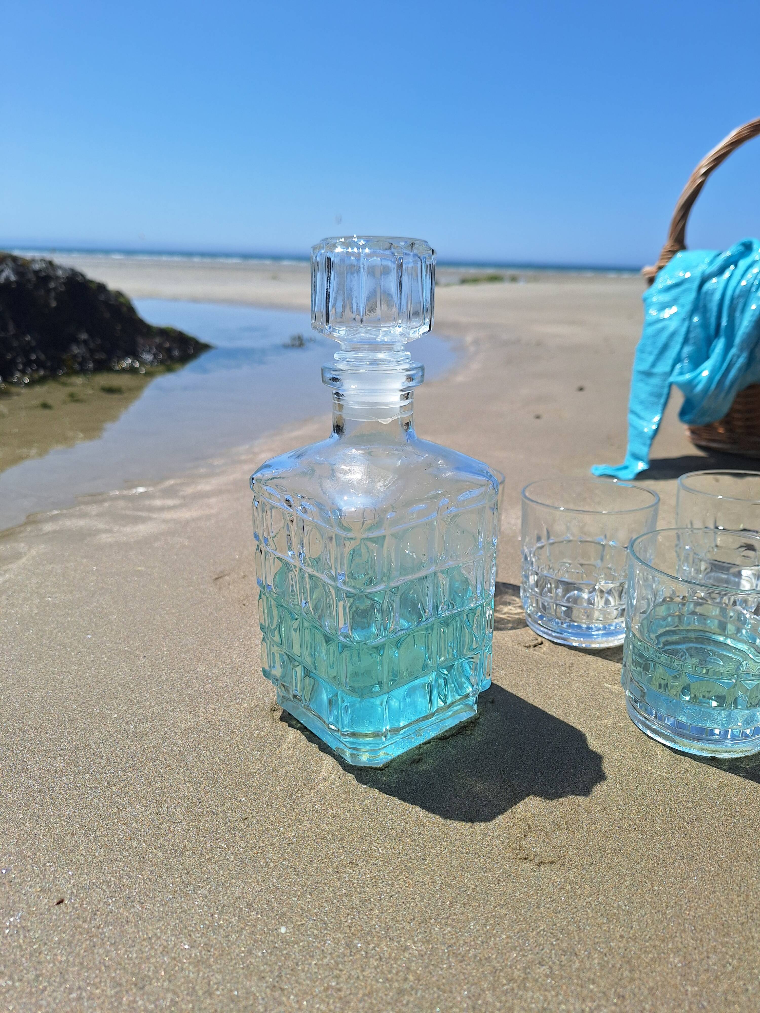 Vintage whiskey decanter and glasses