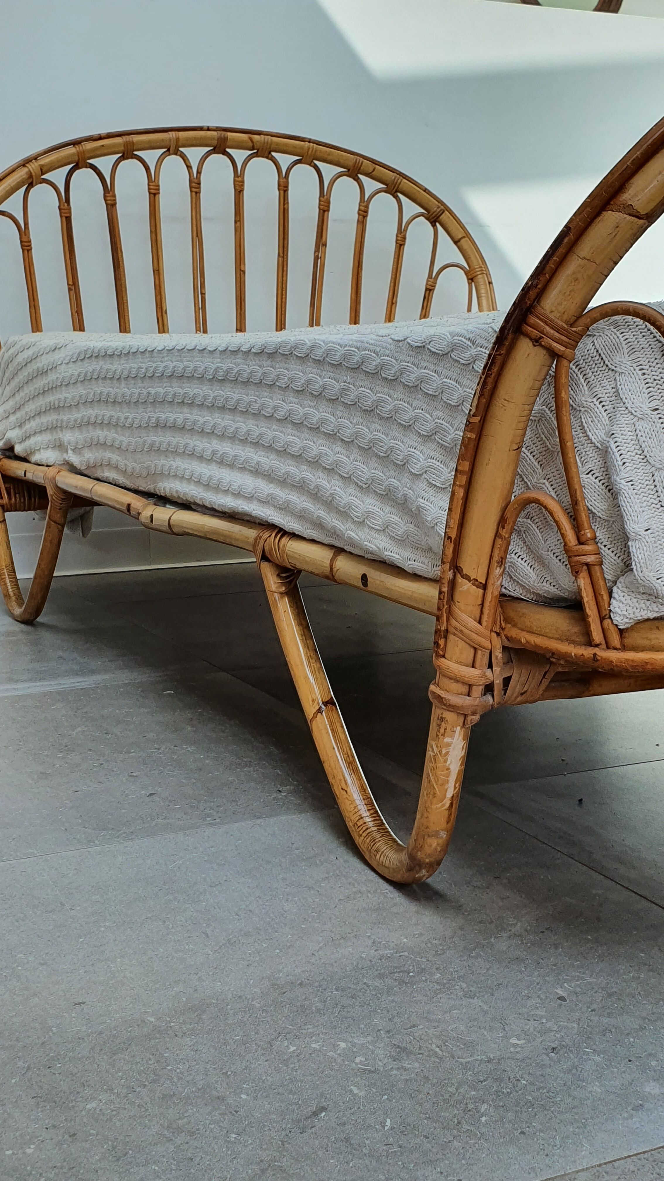 Rattan basket bed from the 50s
