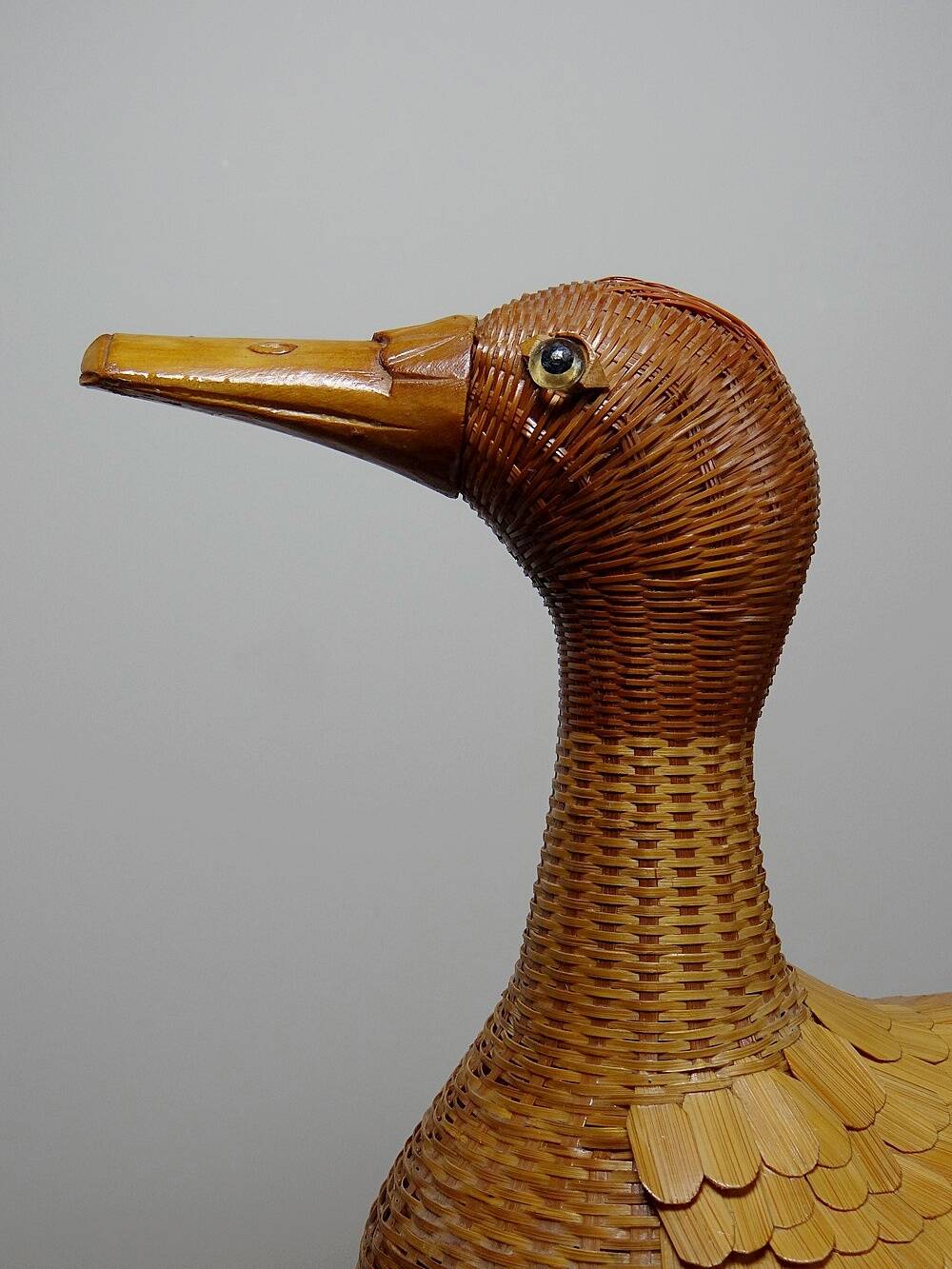 Large bamboo duck box, woven rattan, vintage Shanghai Handicrafts China
