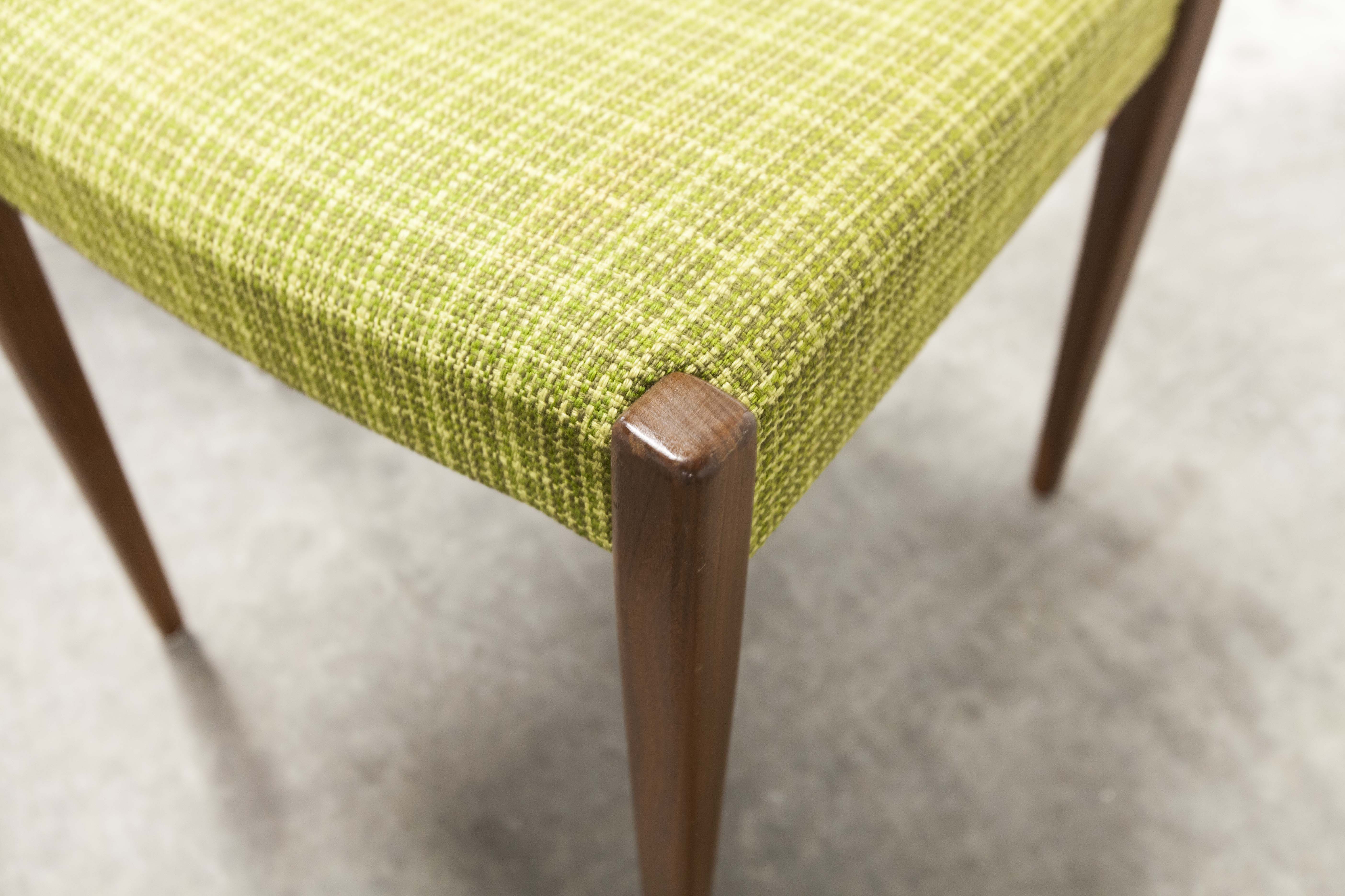 Lot of 6 teak and fabric chairs