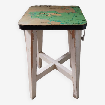 Upcycled wooden stool “Bretagne”
