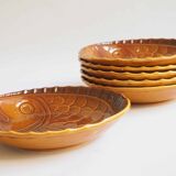 6 amber fish plates