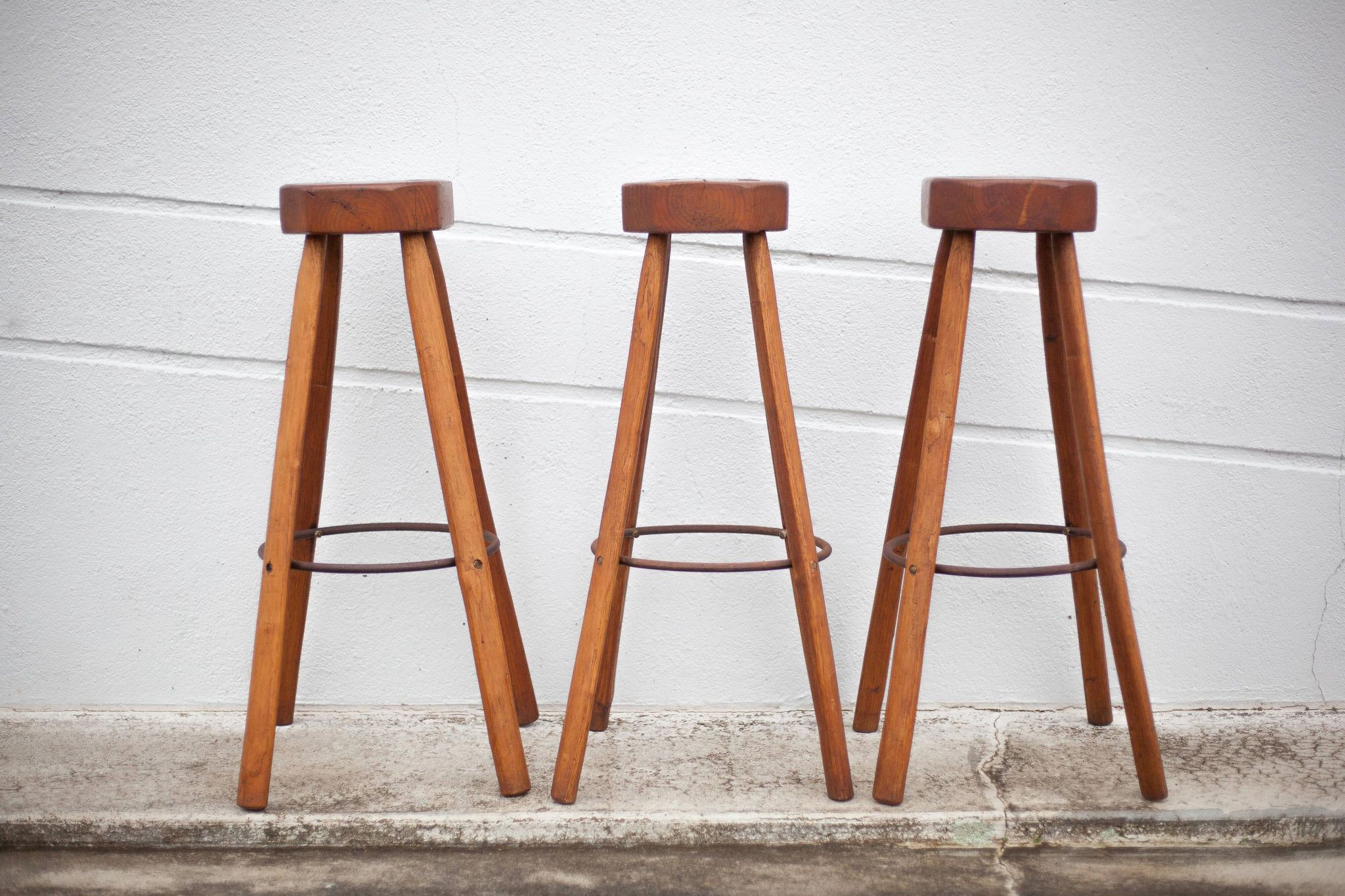 Bar stool X 3, wood and metal stool, brustalist stool, high stool