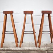 Bar stool X 3, wood and metal stool, brustalist stool, high stool